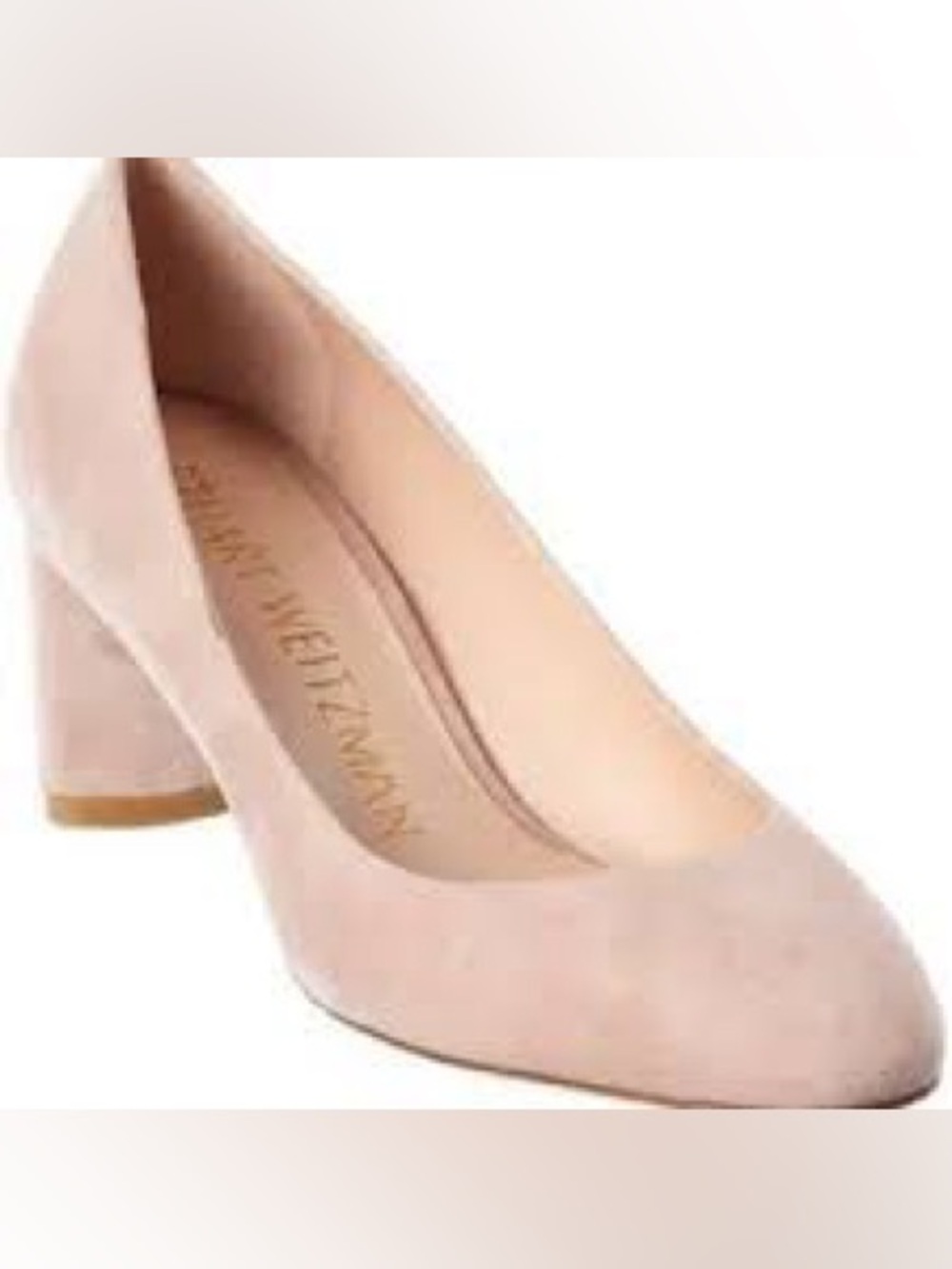 Stuart Weitzman Suede Blush Block Heel Pump